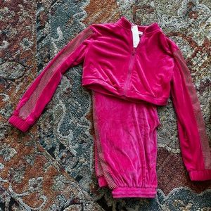 Hot pink, sparkle, sweat suit set